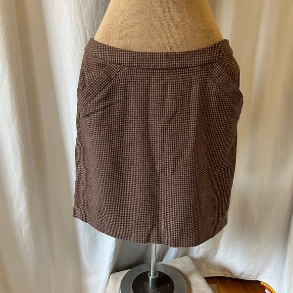 Banana Republic womens wool blend brown houndstooth mini skirt office siren corp - Picture 10 of 11